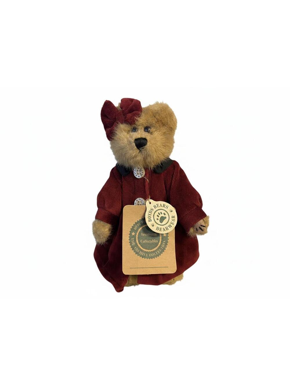Boyds Bears "Bailey" NWT - Custom Red Velvet Dress & Bow